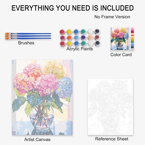 Paint By Number Floral Hat Lady Canvas Art with Frame - 16”x20” - Picture 4 of 10